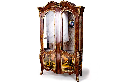 French 19th Century Louis XV and Vernis Martin style ormolu-mounted Grand Display Cabinet Vitrine