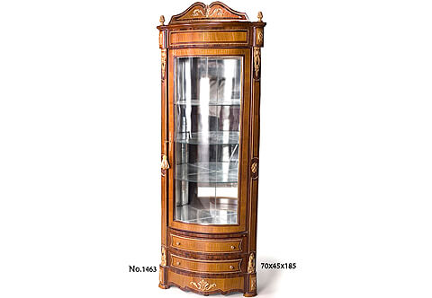 Napoleonic style ormolu mounted veneer inlaid corner Vitrine Cupboard