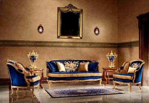 French Louis XV style carved and creamy painted Living Room Set