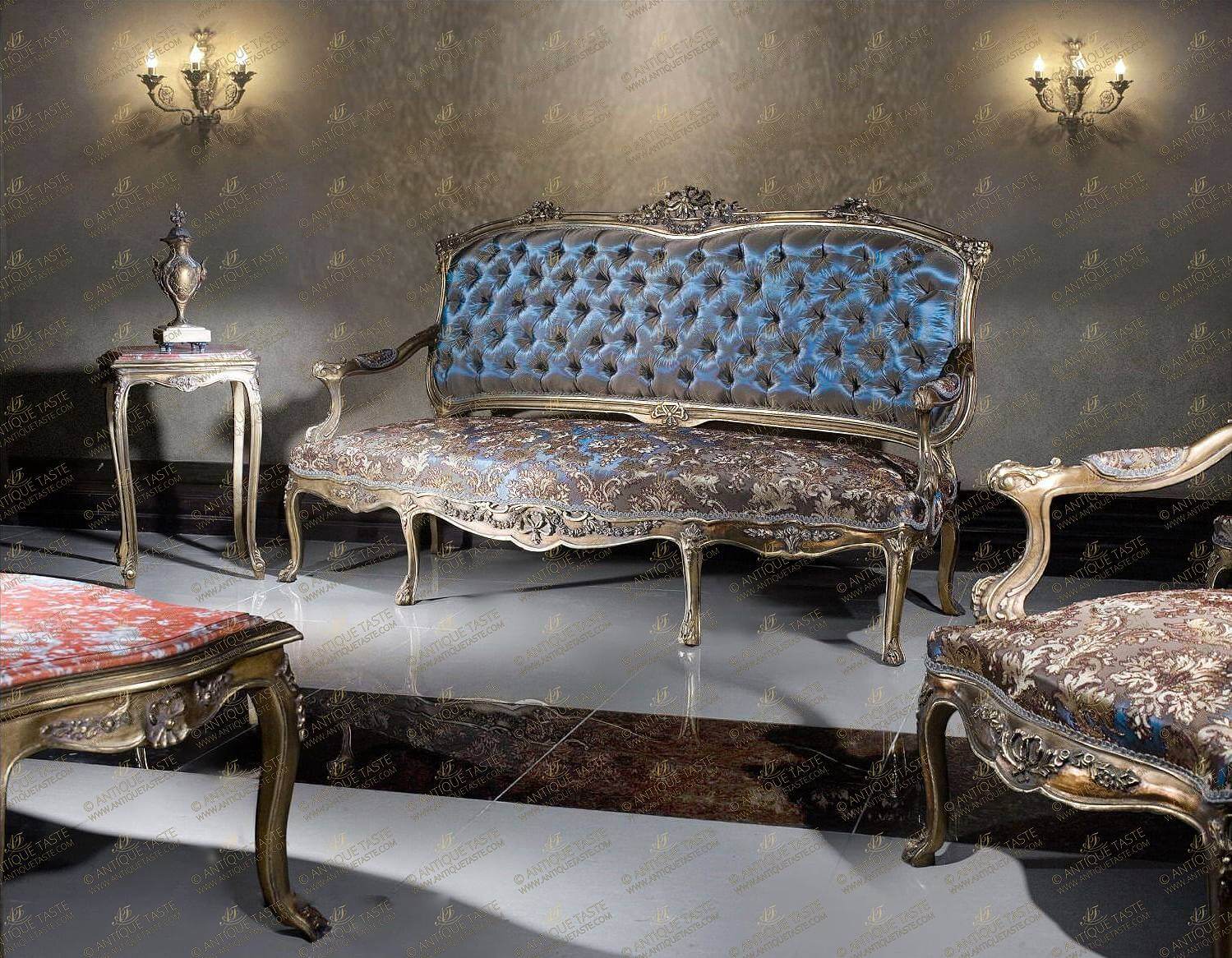 French Louis XV Paris style carved gilt wood Salon Suite Set