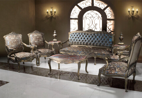 Louis XV Rococo Rocaille style caned carved and gilded Sofa Set