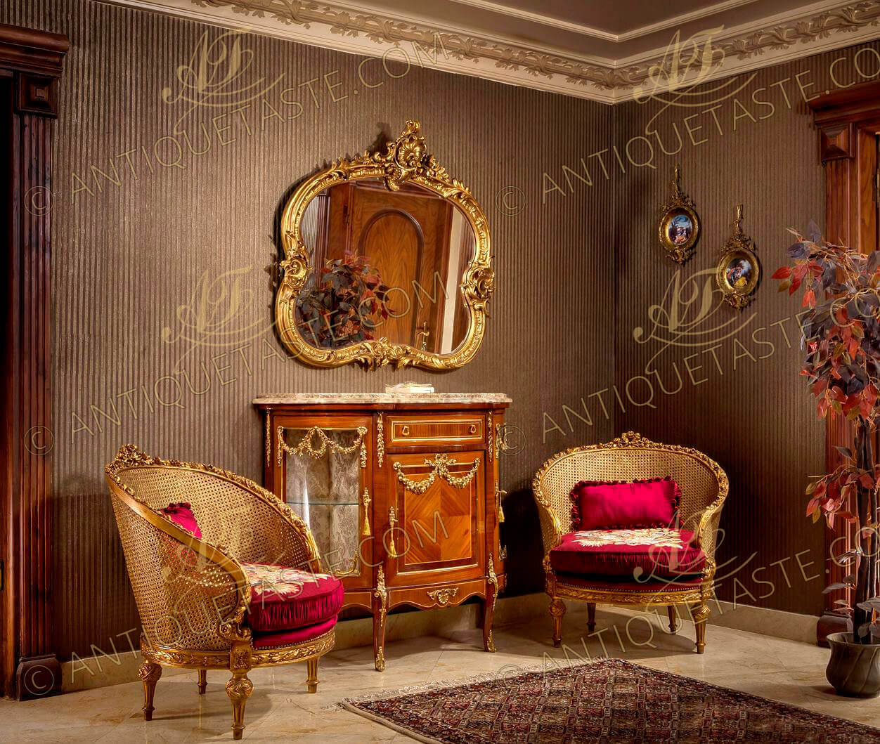 François Linke 19th century Louis XV upholstered interior Demi