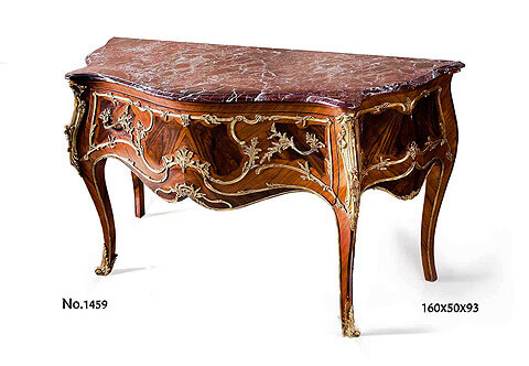 French Louis XV Bombé shaped ormolu-mounted Grand Chest of Drawers