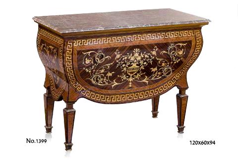 Ignazio Revelli Italian Transitional Louis XV/Louis XVI style ormolu-mounted and marquetry sarcophagus form Chest of Drawers