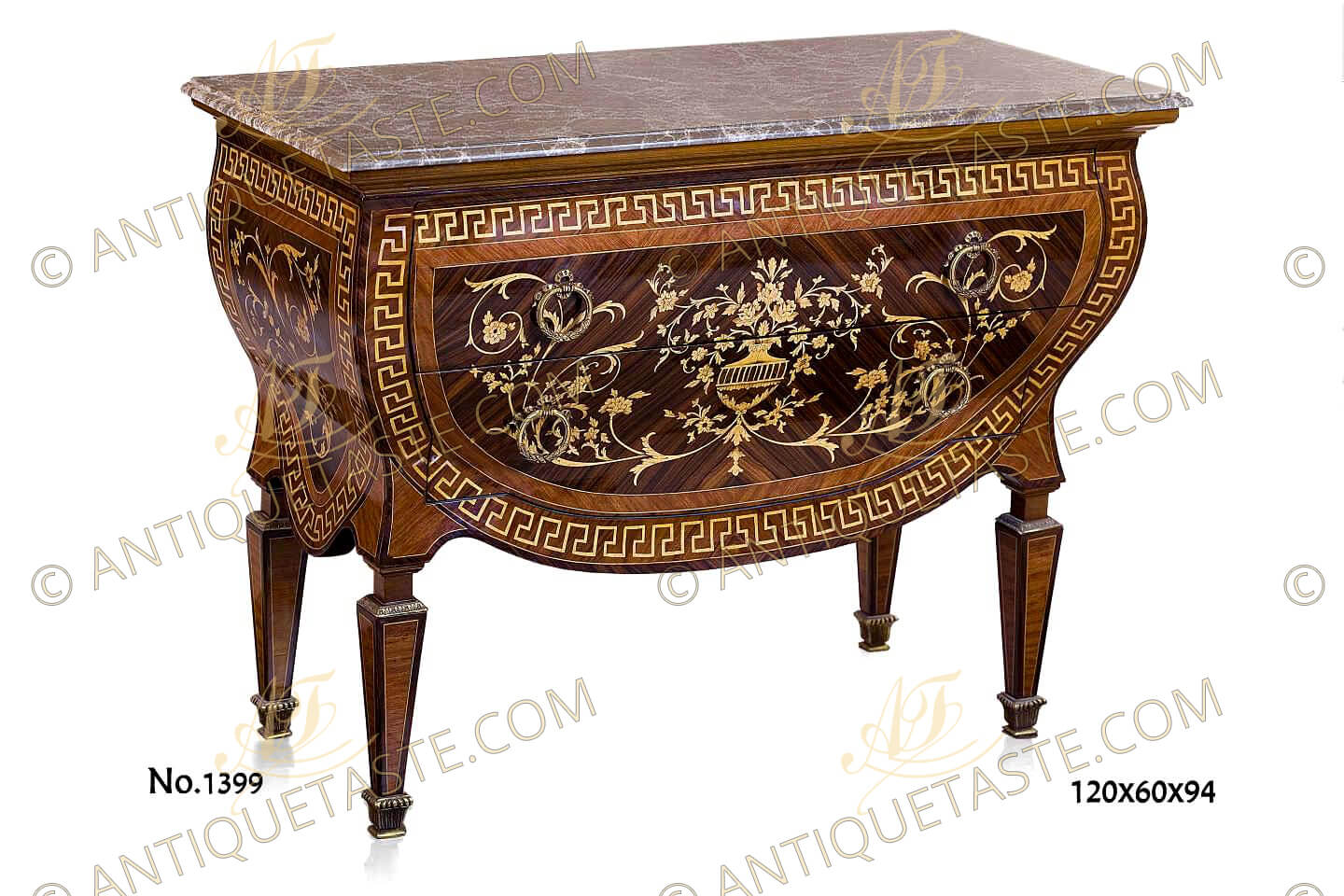 Ignazio Revelli Italian Transitional Louis XV/Louis XVI style ormolu-mounted and marquetry Chest of Drawers