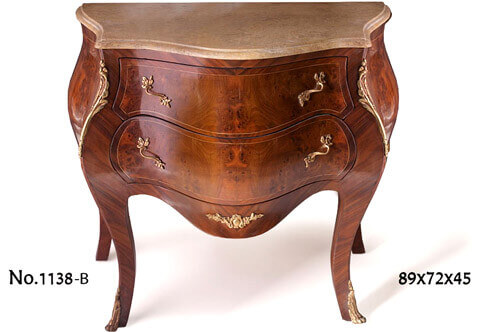 French Louis XV ormolu-mounted mahogany veneer inlaid Bombé Commode