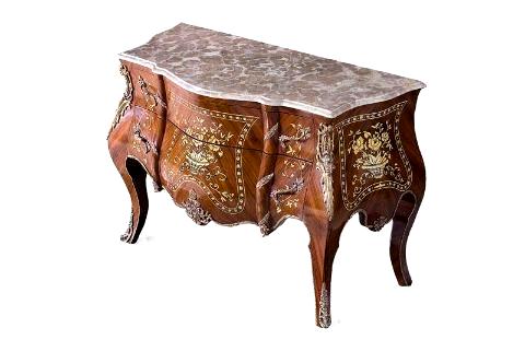 Marqueterie De Fleurs Italian Louis XV ormolu-mounted Bombé Commode