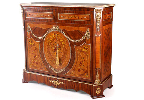 Napoleon III ormolu-mounted hand painted and exotic marquetry veneer inlaid Meuble D’Appui