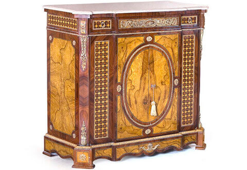 Napoleon III style ormolu-mounted Parquetry and precious Maple veneer inlaid Side Cabinet