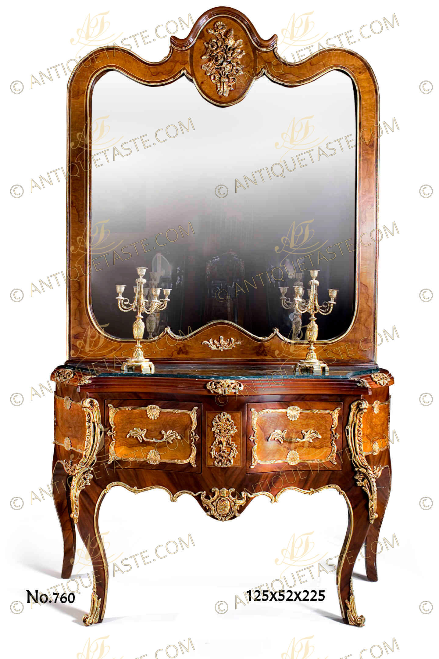 Table Console M Baroque Argent 31x21x12cm Rétro Miroir Mural