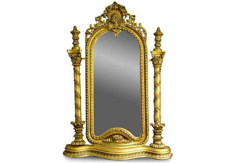 Transitional Neo-Classical Rococo style hand carved and gilt-wood grand pier Floor Mirror