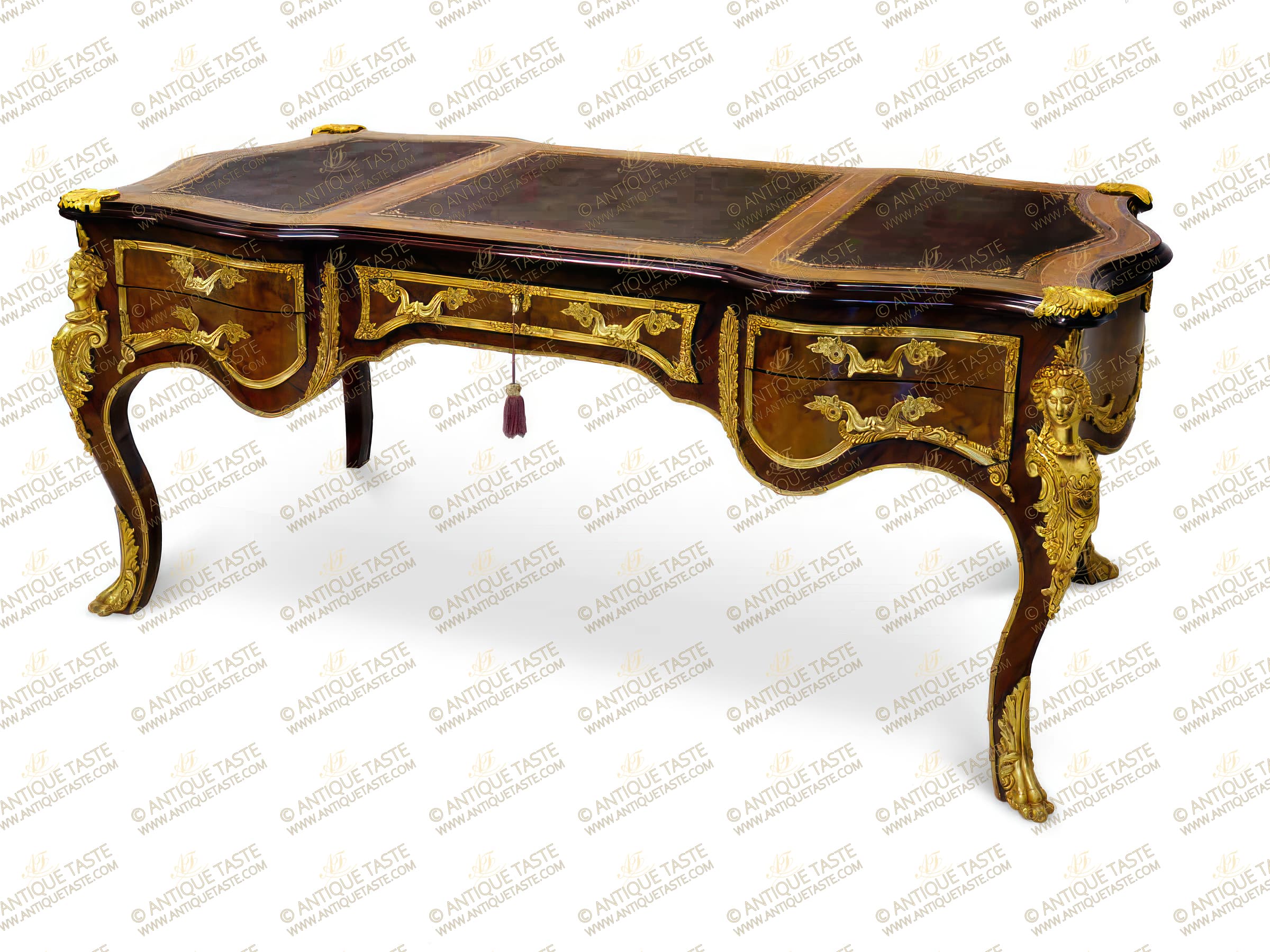 French 19th century Louis XV style ormolu mounted Executive Bureau Plat after a model by François Linke