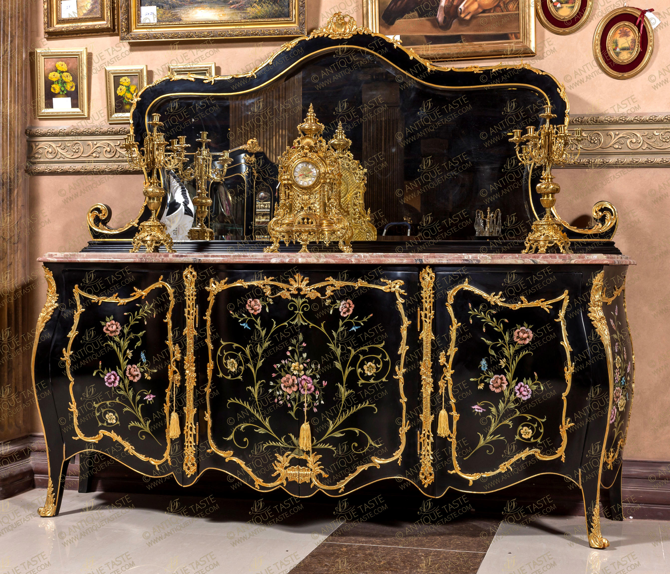 François Linke Louis XV black lacquered ormolu-mounted Dining Set