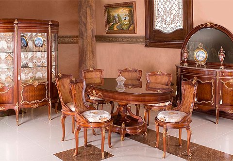François Linke Louis XV style Brass and Parquetry Dining Room Set