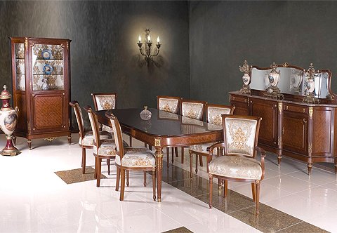 Louis XVI period ormolu-mounted and parquetry Dining Room Set