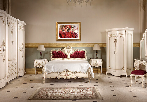French Provincial style Bedroom set, Elegantly hand painted and Silvered Ormolu Mounted