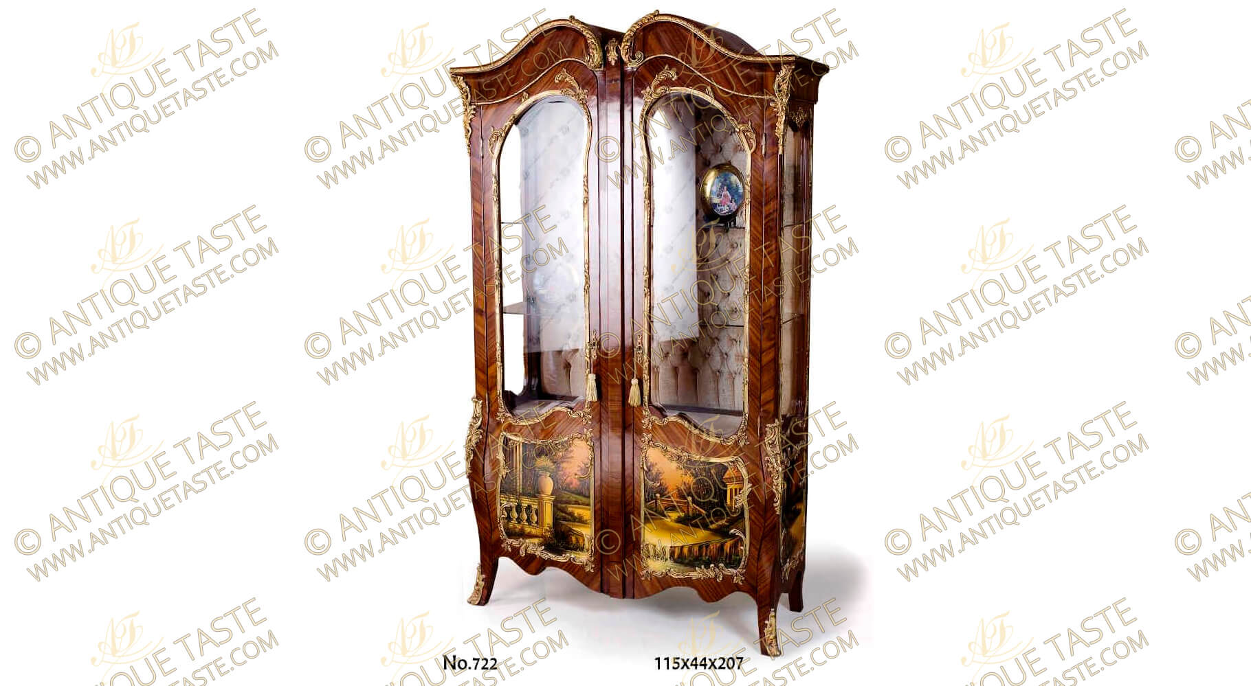 Tall Antique French Carved Oak Vitrine Glass Display Cabinet Reproduction 