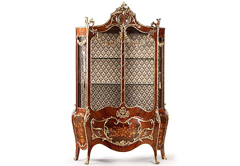 French style Vitrine, Louis XV Display Cabinet, Louis XVI Corner Furniture  Reproductions