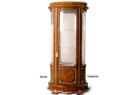 Napoleon III style ormolu-mounted veneer inlaid marble topped oval shaped Bijouterie center Vitrine