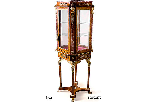 French Empire style ormolu and marble mounted veneer inlaid Display Vitrine on the manner of François-Honoré-Georges Jacob-Desmalter