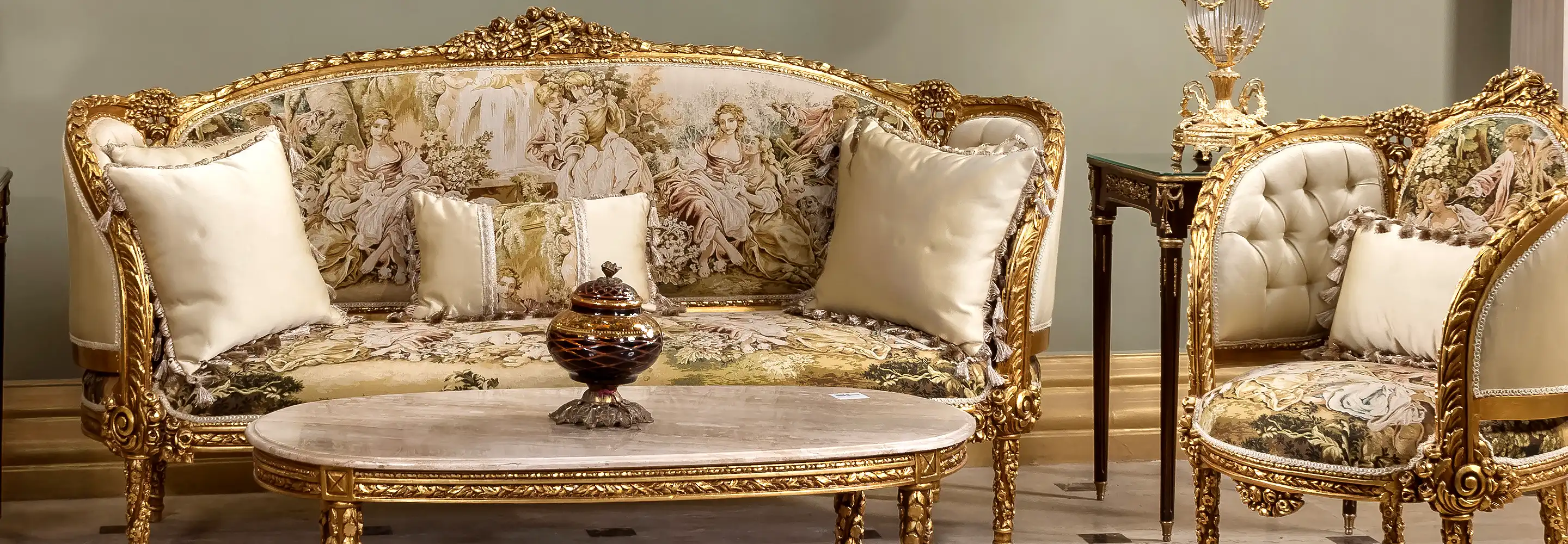 A complete master-carved French Rococo seating arrangement and royal living room ensemble designed for high-end entertaining in sovereign estates.