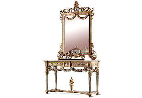 Louis XVI Console Table & Mirror