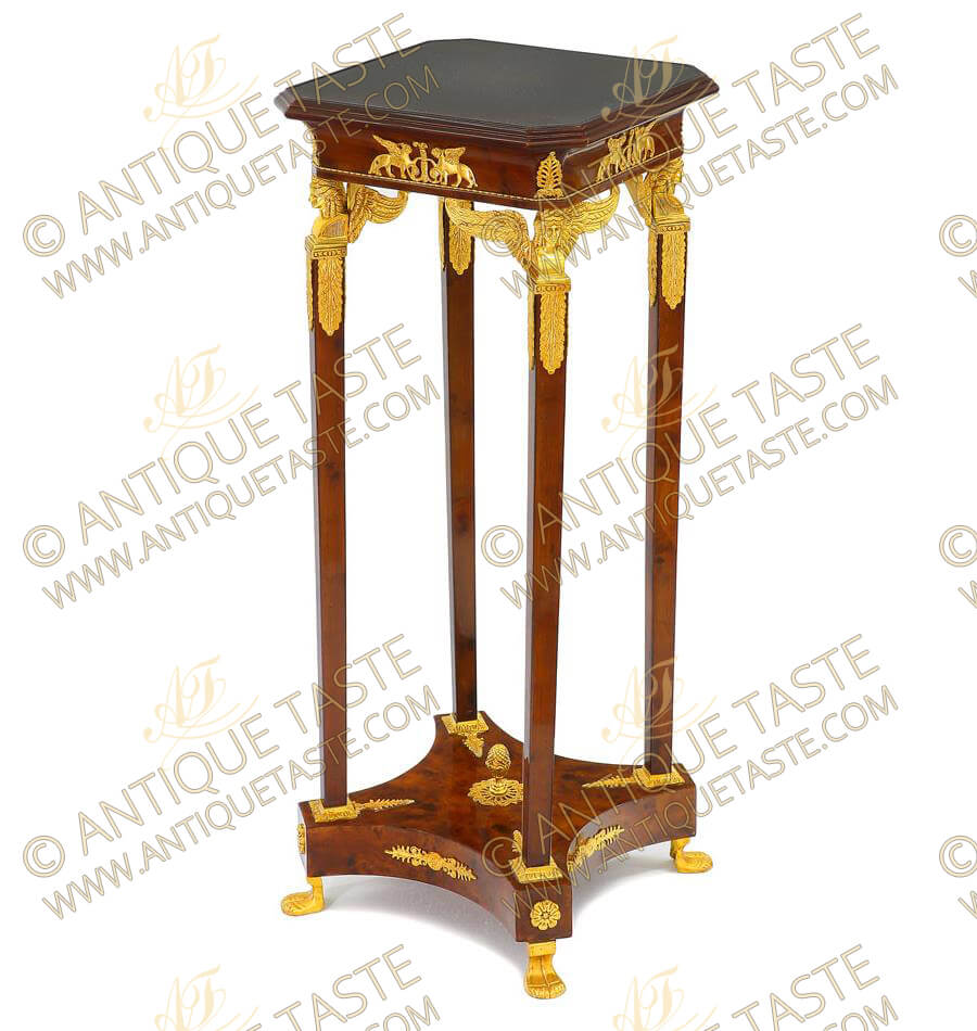 Jacob Desmalter French Empire style gilt-ormolu-mounted veneer inlaid Pedestal 