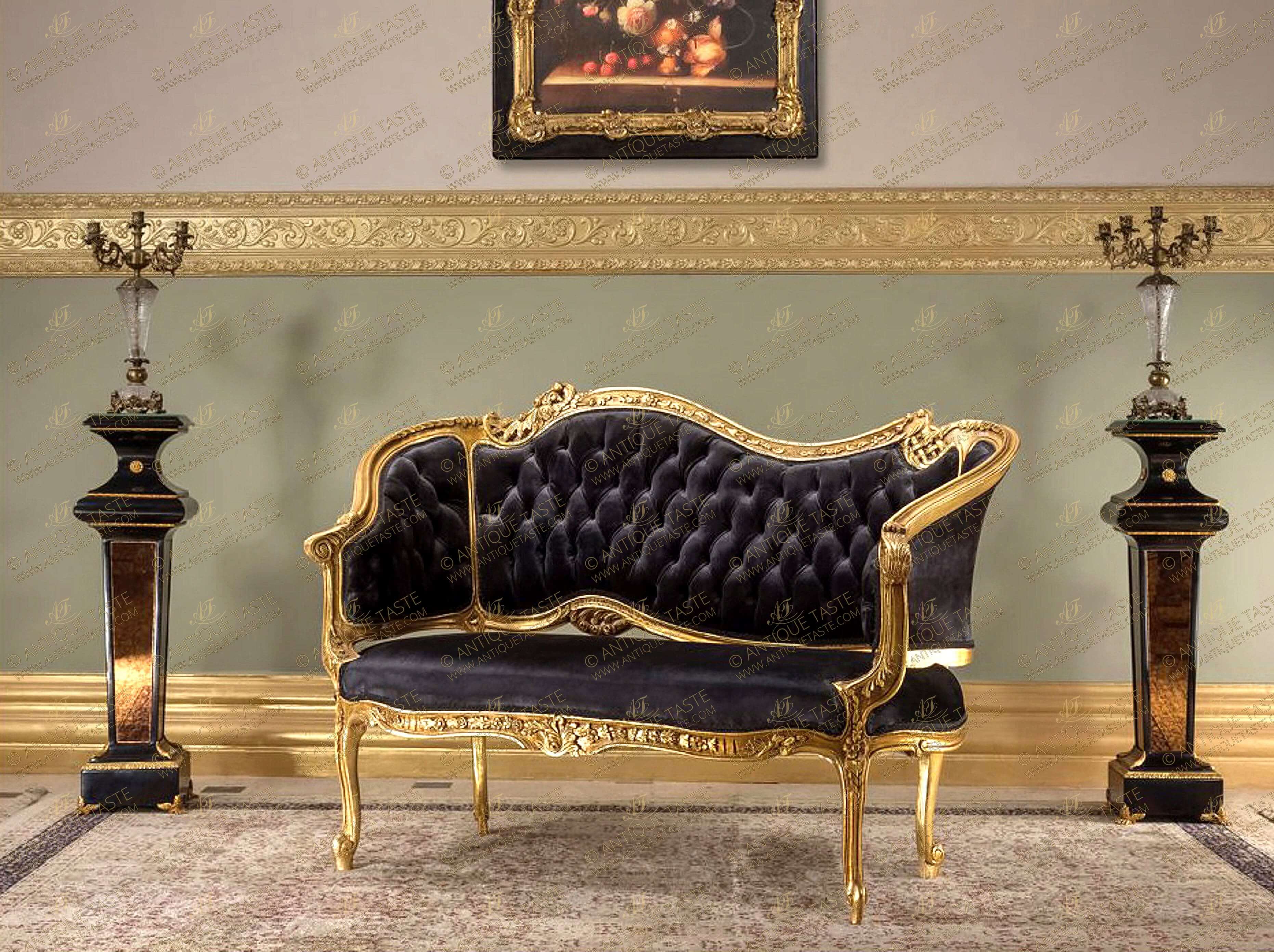 Louis XV Period Rococo style carved and gilded Velvet Sofa Set