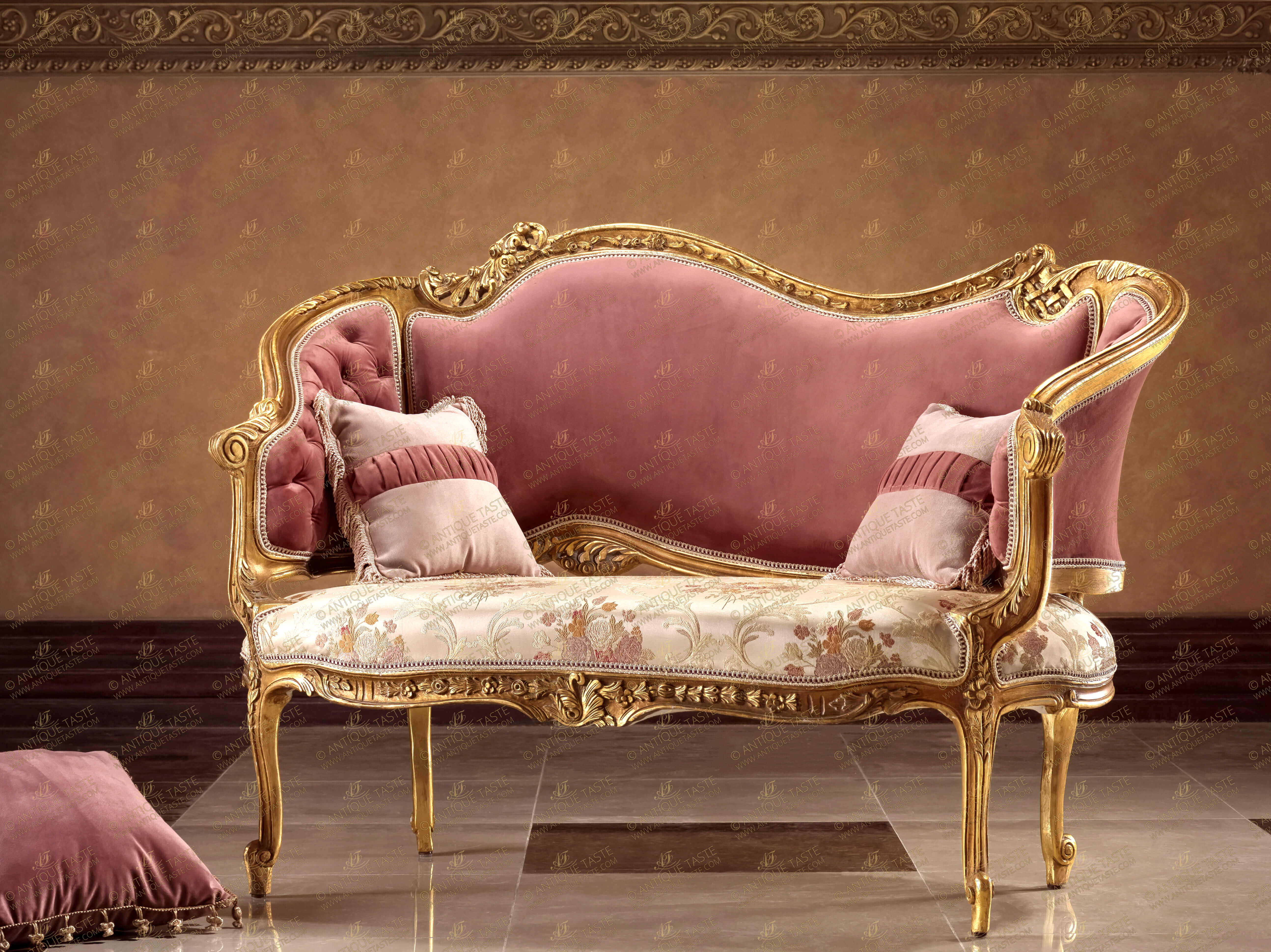 Louis XV Style Gold Leaf Armchair Accent Chair 