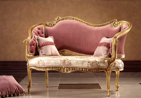 Italian 3 seater sofa, reproduction of Louis XV