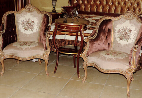 Seating antique furniture and upholstery of chair, arm chair, bergère, throne arm chairs, fauteuil, office chairs, canapé, salon sets, sofa, bar stools, banquette, gilded salon set, love seat, Biedermeier arm chair, Empire style swivel arm chair , foot stools, Mr & Mrs arm chairs, French style seating antique furniture, French style salon, Italian style seating antique furniture, Louis XV salon set, Louis XVI style sofa, living room and reception room use for luxury homes,