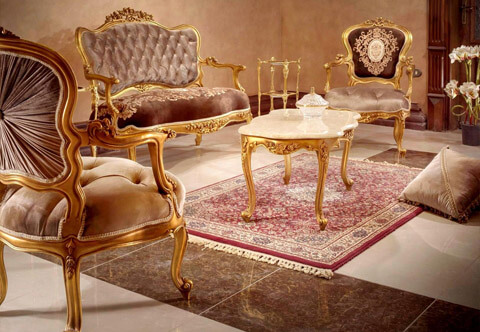 French Louis XV Period Rococo style hand carved, French foil gilded and patinated four pieces Luxury Sofa Set