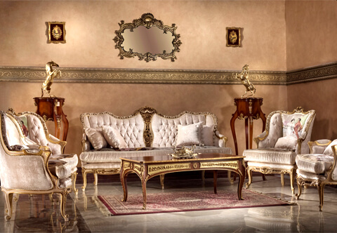Louis XV Rococo style carved, off white painted and parcel gilt wood Grand imposing Sofa Set