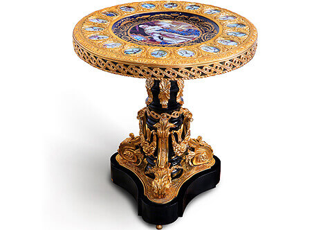 Napoleon III Louis XVI ormolu and porcelain Side Table