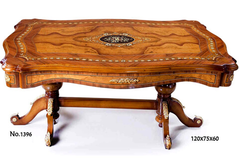 Italian Louis XV style ormolu-mounted marquetry and sans traverse veneer inlaid Sofa Table