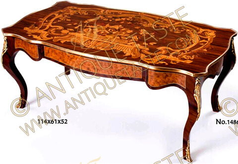 French Louis XV ormolu-mounted marquetry and veneer inlaid Table De Salon on the manner of Joseph-Émmanuel Zwiener