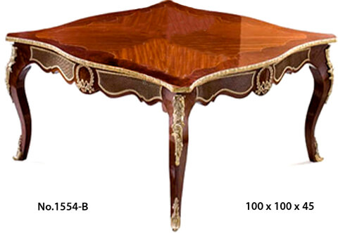French Louis XV ormolu-mounted sans traverse quarter veneer inlaid ormolu lattice sides Coffee Table De Salon