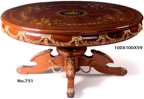 Napoleon III ormolu-mounted marquetry and veneer inlaid pedestal round low Table