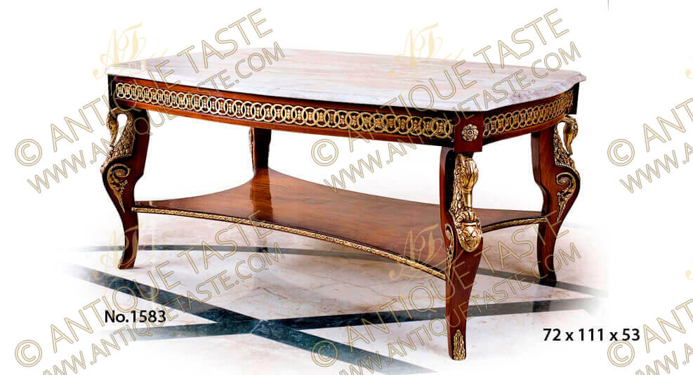Napoleon Second Empire style ormolu-mounted veneer inlaid Coffee Table
