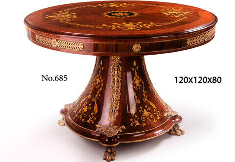 Empire Neoclassical style gilt-ormolu-mounted marquetry and veneer inlaid ormolu paw feet Center Table
