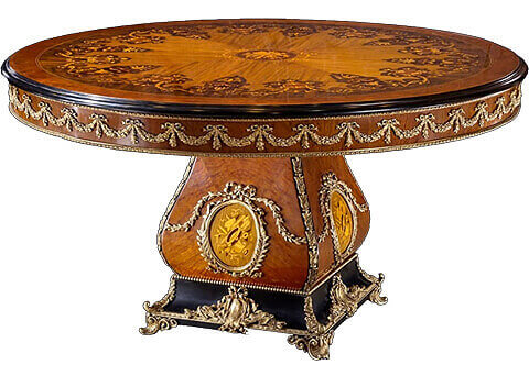 French Louis XV ormolu-mounted marquetry veneer inlaid and ebonized Center Table