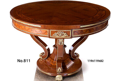 Italian Empire style ormolu-mounted marquetry and veneer inlaid entrance Center Table