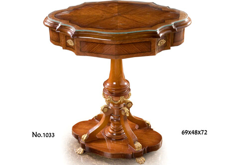 Napoleon III ormolu-mounted veneer inlaid ormolu paw feet Pedestal Table