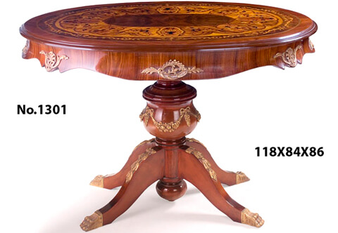 Louis XV ormolu-mounted marquetry and veneer inlaid oval shaped Pedestal Table