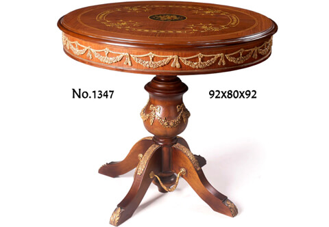 Louis XV ormolu-mounted veneer and marquetry inlaid circular Pedestal Table