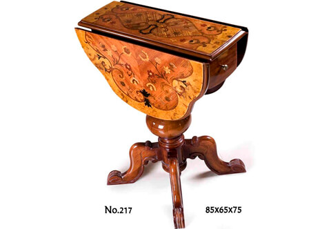 Napoleon III style marquetry and veneer inlaid two drawers Sewing Pembroke Table