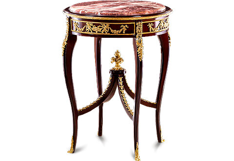 French Louis XV style gilt-ormolu-mounted inset marble topped Table Ambulante after the model by François Linke late 19th century
