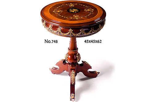 French 19th Century Napoleon III ormolu-mounted marquetry tripod round Pedestal Accent Table