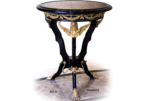 French Empire style inset marble topped ormolu-mounted ebonized Tripod End Table on the manner of François-Honoré-Georges Jacob-Desmalter