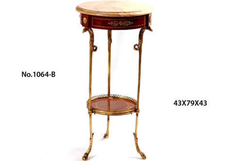 French Louis XVI gilt-ormolu-mounted veneer inlaid circular shaped undertier Tripod Pedestal Guéridon 18th Century